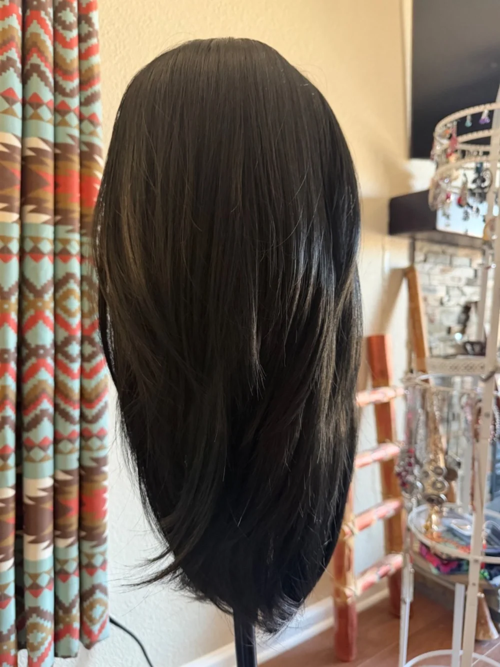 Dark Brown Straight Layered Wig